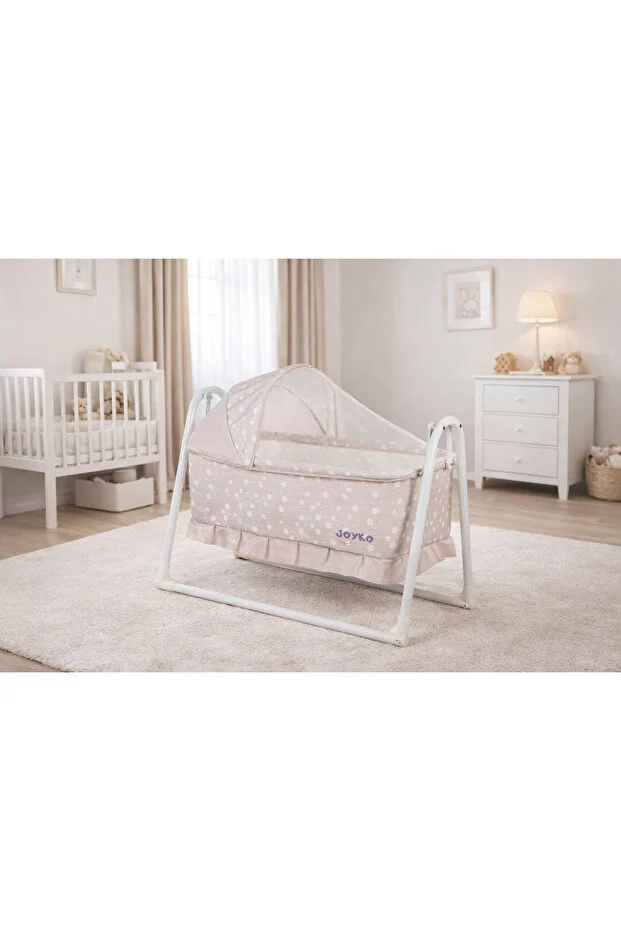 Desenli Anne Yanı Sallanır Portatif Sepet Beşik